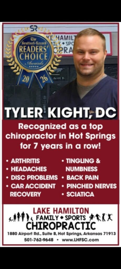 Dr. Tyler Kight, DC - Sentinel-Record Readers' Choice Award Winner 2026 - Best Chiropractor in Hot Springs Arkansas